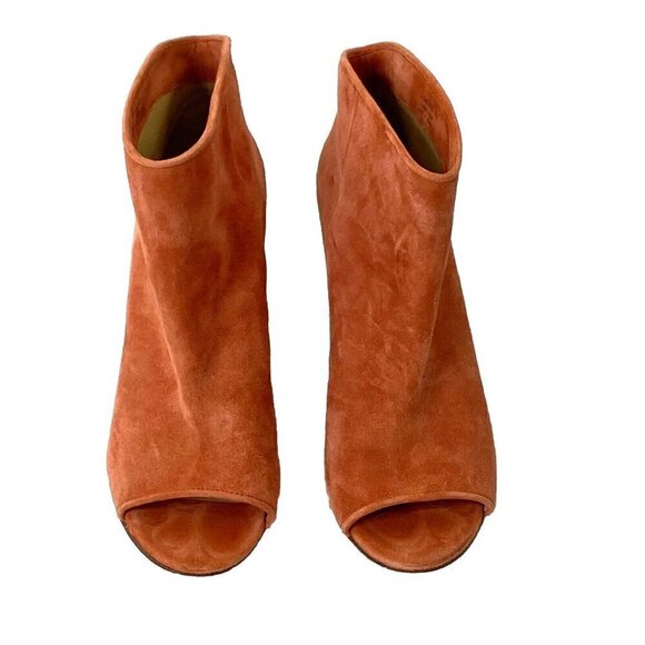 Etienne Aigner Simone Peep Toe Bootie Womens size 8 Clay Suede - Picture 1 of 12